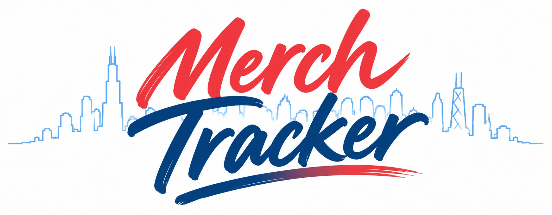 Chicago Marathon Merch Tracker logo in Chicago red and navy lettering