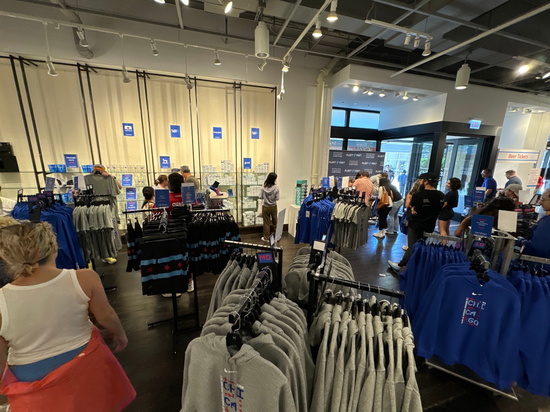 Chicago 13.1 merch and packet pickup area with race gear and apparel